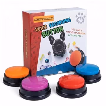 Artist Unknown 4 Color Voice Recording Button, Dog Buttons for Communication Pet Training Buzzer, 30 Second Record & Playback, Funny Gift for Study Office Home - 4 Color Packs