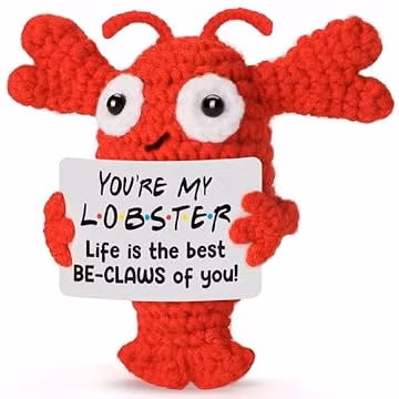 YUEYUQIU Funny Fathers Day Crochet Lobster Gifts for Husband Boyfriend - Ideal from Wife - I Love You Gift for Her Him Grilfriend Couples, Valentines Day Present for Women Men