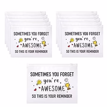 Reginary 50 Pcs Inspirational Gifts Bulk for Women Cosmetic Bag EVA Makeup Bag with Zipper for Birthday Employee Coworker Colleague Staff Encouragement Motivational Presents(You Are Awesome)