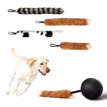 Aurapaws 4PCS Animal Tail Plush Toys for Interactive Dog Ball, No Stuffing Plush Dogs Chew Toy Bundle, Pets Interactive Toy for Small Medium Large Chewer to Keep Them Busy