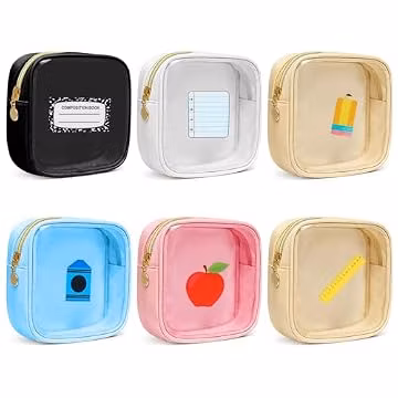 Sanwuta 6 Pack Clear Mini Makeup Bags, PVC Zipper Cosmetic Travel Pouches, Back to School Teacher Appreciation Gifts Portable Storage Organizer