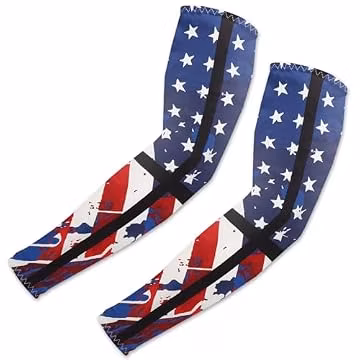 Habbiful 4th of July Arm Sleeves For Men Women Patriotic Arm Sleeves For Independence Day Memorial Day Decoration UV Sun Protection Sport Compression Sleeves Blue One Size