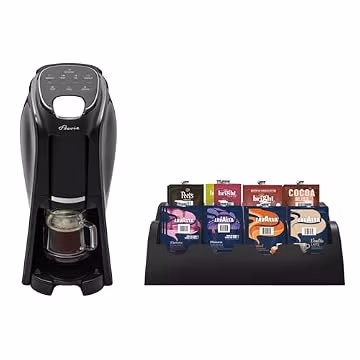 Flavia Aroma Brewer Bundle with 84 Freshpacks and 1 Merchandiser - Coffee Machine, Makes Coffee, Lattes, Tea, and other Hot or Iced Beverages, Multiple Brew Sizes, Grey, Works ONLY with Freshpacks