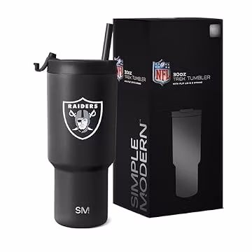 Simple Modern Las Vegas Raiders Tumbler with Flip Lid, Straw 30oz | NFL