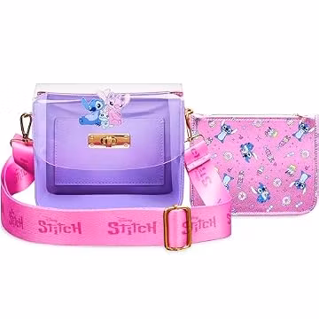 Get Trend Disney Stitch Crossbody Bag and Coin Purse Set for Girls, Cute Shoulder Bag, Small Handbag, Travel Essentials, Gifts for Girls (Multi Stitch)
