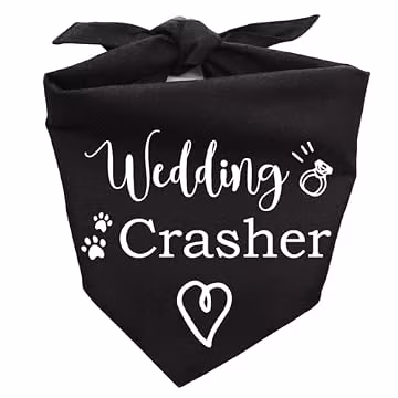 Wedding Crasher Dog Bandana, Engagement Gifts for Dog Owner, Wedding Announcement Photo Prop for Puppy, Pet Scarf Bibs Accessories for Dog Lovers (Black)