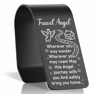 Drive Safe Travel Angel Car Visor Clip Engraved Stainless Steel Auto Decor
