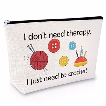 Crochet Gifts for Crocheters Makeup Bag Crocheting Gift Ideas Sewing Presents for Knitting Lover Crochet Beginner Crocheters Accessories Cosmetic Bag Funny Birthday Christmas for Women Travel Pouch