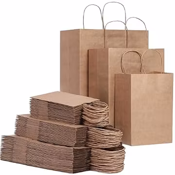 FACEBAG 90-Pack Brown Kraft Paper Bags with Handles Bulk, Assorted Sizes Gift Bags,Grocery,Retail,Party,Birthday,Shopping,Business,Goody,CraftMerchandise Take Out Sacks