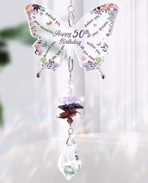 Funnli 50th Birthday Gift for Her, 50th Birthday Decorations Suncatcher