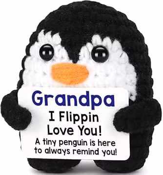 Mini Funny Grandpa Gifts from Grandkids, Handmade Crochet Penguin Decor
