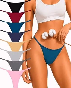 FINETOO 8 Pack Cotton Thongs for Women Sexy G-string Thong Underwear Ladies Essentials Clearance Today Sales Deals Haul Prime