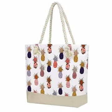 Fokongna Tote Bag for Women, Beach Bag Waterproof Sandproof, Beach Tote, Swim Bags for Travel, Shopping and Parties, Gift Choice for Friends and Loved Ones(Tropical Pineapple Pattern)