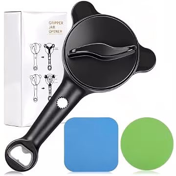 jar openers for seniors,4-in-1 Can Opener for Weak hands,Fits Kitchen Jars with Two Non-Slip Grip, Bottles & Can with Non Slip Rubber Jar opener Gripper Pad