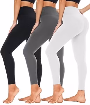 Plus Size Leggings for Women 3 Pack-High Wasited Tummy Control Yoga Pants Clothing Outlet Deals Today Closeouts Overstock Amazon Sale 90 Percent Off(3 Pcs Black+White +Grey,2XL-3XL)