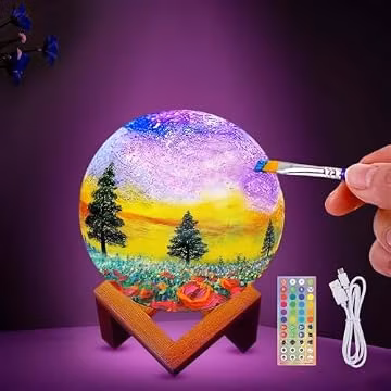 HOLA Paint Your Own Moon Lamp Kit, Updated USB Rechargeable, Kids Crafts