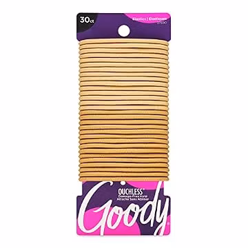 Goody Ouchless Hair Elastics – No Pull, No Breakage, Tangle-Free Hold for Thick, Curly, Coily & Textured Hair – 30 Count, Blonde, Long-Lasting Ponytail Holders for Women & Men