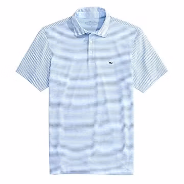 vineyard vines Men's Bradley Stripe Sankaty Performance Polo, Ocean Breeze Tejeda, Large