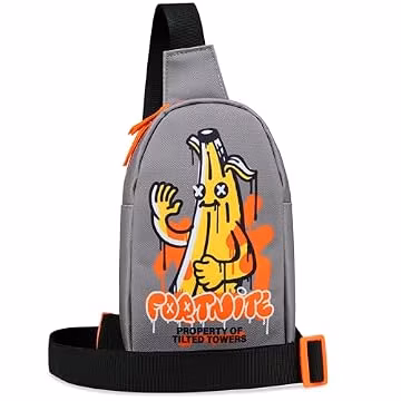 Fortnite Crossbody Bag for Boys Teens with Adjustable Straps Chest Bag Travel Essentials Wallets Phone Cool Gifts for Gamers (Grey Banana)