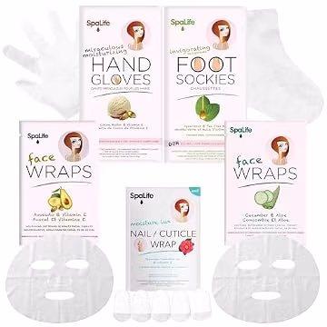SpaLife 10 Piece Korean Face Mask & Moisturizing Hand Gloves Set | Foot Mask Socks for Dry Cracked Hands & Feet | Korean Skincare Cuticle Repair Mask Women | Self Care Gifts for Women | 10 Pack