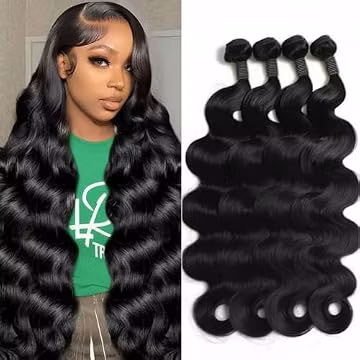 12A Human Hair Bundles 18 20 22 24 Inch Raw Body Wave 4 Bundles Human Hair 100% Unprocessed Brazilian Virgin Hair Quick Weave Extensions Natural Black
