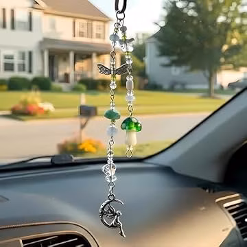 Mushroom Car Charm Decor-Boho Rear View Mirror Accessories Gifts for Women