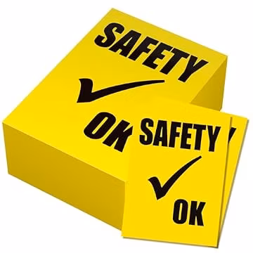 100 Pcs Self-Adhesive Car Inspection Safety Stickers, 2-1/2" x 3-1/2" Waterproof Vinyl - Outdoor Durable, Safety Approved for Car, Ideal for Auto Dealerships, Repair Shops & Car Sales (Yellow)