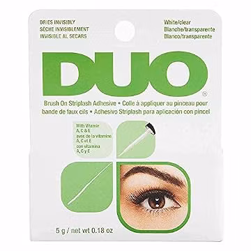 DUO Brush-On Clear Lash Glue –Waterproof Strip Lash Adhesive with Vitamins A, C & E, Long Lasting Eyelash Glue, 0.18 oz, 1 Pack
