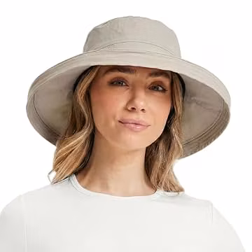 TOP-EX UVCoolix Women's UPF 50+ Wide Brim Cooling Sun Hat - Greige, M/L