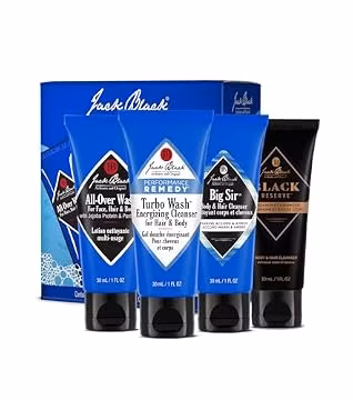 Jack Black - Variety Kit Body & Hair Cleanser Collection Set for Men - Mens Body Wash Travel Size (4-Pack)