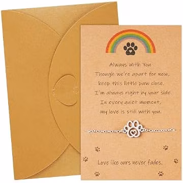 Sttrzop Paw Print Memorial Bracelet for Pet Loss, Pet Memorial Gifts for Loss of Dog or Cat, Rainbow Bridge Sympathy Bracelet for Women Men, Remembrance Gift for Pet Lovers