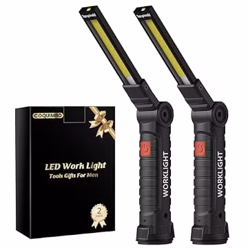 Coquimbo Rechargeable Work Light, Christmas Tool Gifts for Men 2 Pack Black