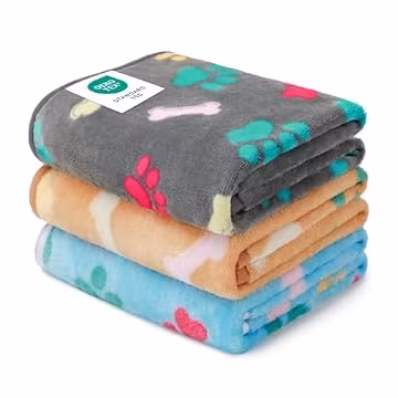 Luciphia 1 Pack 3 Blankets Fluffy Premium Fleece Pet Blanket Flannel Paw Printed Throw for Dog Cat(Small 23x16'', Grey/Brown/Blue)