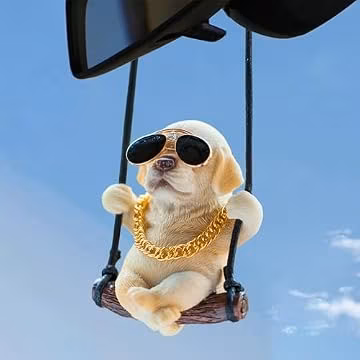 Swinging Labrador Car Mirror Hanging Accessory, Rear View Mirror Dog Car Decor, Small Gifts for Women/Men
