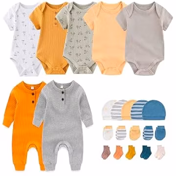MAMIMAKA Newborn Layette Gift Set 22-Piece Baby Boy Girl Bodysuits Infant Outfits Essentials and Accessories 3-6 Months