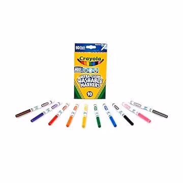 Crayola Ultra-Clean Washable Markers, Fine Line Multicolor, 10 Count