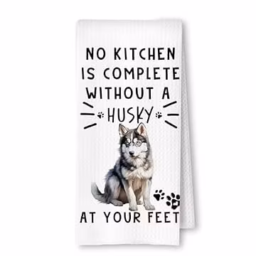 ArtisaEura Husky Funny Dog Kitchen Towels for Women - A Kitchen is Not Complete Without A Husky Dish Towel Weave Hand Towels for Home Bathroom,Dog Lovers Gift,16×24 Inch