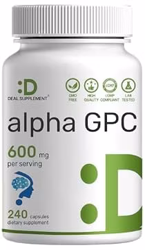 DEAL SUPPLEMENT Alpha GPC 600 mg Per Serving, 240 Capsules – Alpha GPC Choline Supplement – 120 Servings – Non-GMO, Gluten Free