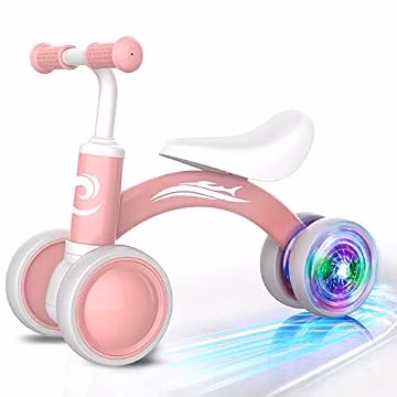 Colorful Lighting Baby Balance Bike Toys for 1 Year Old Girl Gifts, 10-36 Month Toddler Balance Bike, No Pedal 4 Silence Wheels & Soft Seat Pre-School First Riding on Toys, 1st Birthday Gifts.