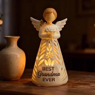 AlevaHive Mothers Day Birthday Gifts for Grandma - Best Grandma Ever Figurine Light with Remote, Grandmother Angel Statue Gift Ideas for Christmas from Granddaughter Grandkids (No Batteries Included)