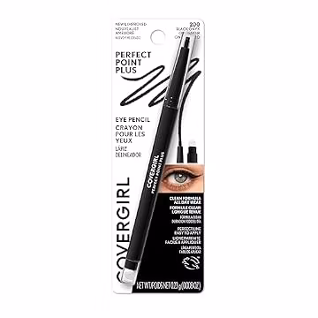 COVERGIRL Perfect Point Plus Eyeliner Pencil, Black Onyx Pack of 1, Long-Lasting, Versatile Black Eyeliner, Soft Smudging Tip, No Sharpening Needed