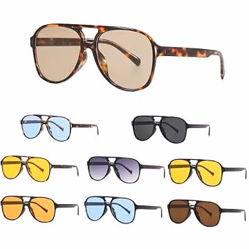 ENSARJOE 9-Pack Wholesale Retro Aviator Sunglasses - Bulk Resale Bundle Large Frame Classic 70s Style UV400 Protection
