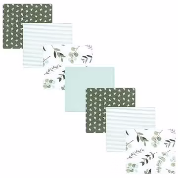 Hudson Baby Unisex Baby Cotton Poly Flannel Receiving Blankets Bundle, Eucalyptus, One Size