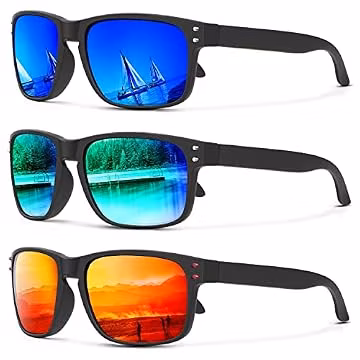 KALIYADI Polarized Sunglasses for Men Women, Mens Sunglasses Polarized UV Protection, Vintage Sun Glasses for Fishing Running Driving (3 pack)