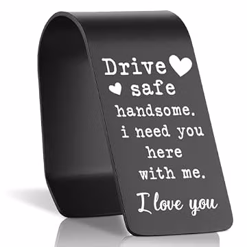 Drive Safe Handsome Car Visor Clip Stainless Steel Boyfriend Husband Gift