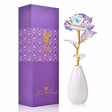 Birthday Gifts for Women Mom Grandma - Artificial Rose Flowers with Vase
