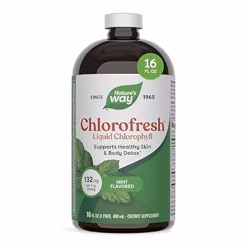 Nature's Way Chlorofresh Liquid Chlorophyll, Chlorophyllin Copper Complex, Internal Deodorant Supplement, Supports Healthy Skin and Detox Pathways*, Mint Flavored, 16 fl oz