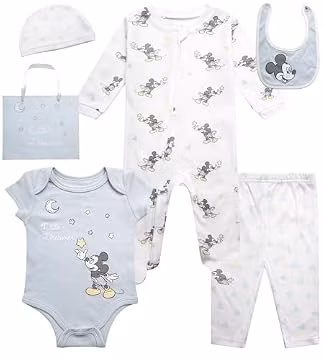 Disney Newborn Baby Gift Set Boys & Girls 7 Piece Mickey & Pooh Layette Set