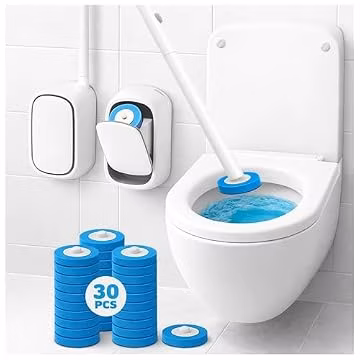 CiLoN 30 Pack Disposable Toilet Bowl Brush & Holder Set with Auto-Open Lid