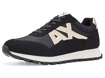 Armani Exchange Men's Drop Sneaker, Black/Pale Gold, 10